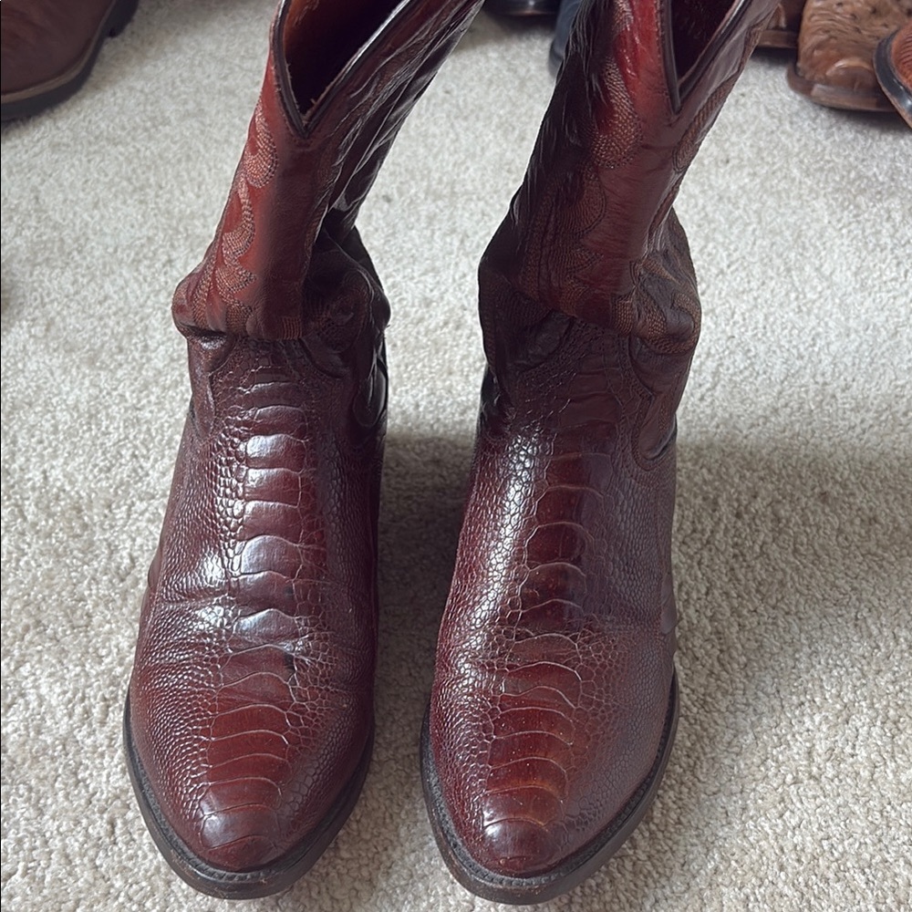 Dan Post Ostrich Brown Cowboy Western Boots